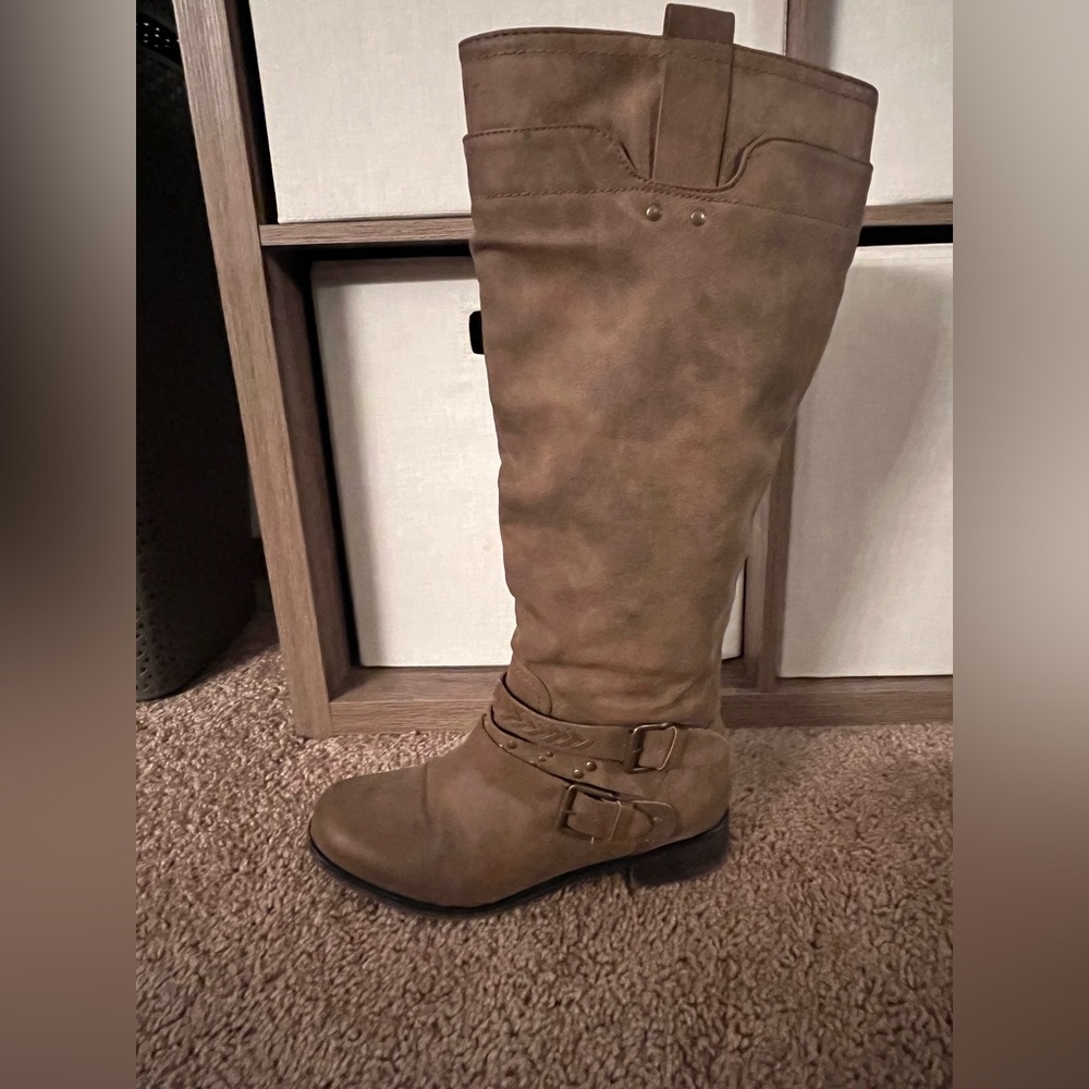 Brown knee high boots